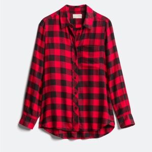 Plaid Button Down Shirt with Pocket - Women’s Size Small